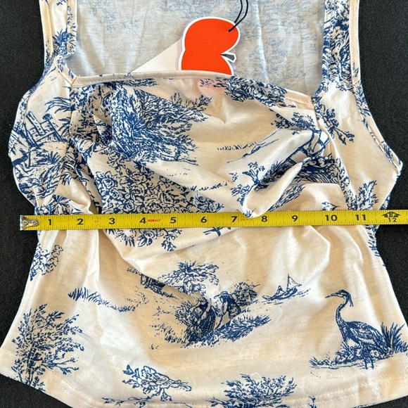 NEW Toile De Jouy Square Neck Tank Top - Picture 4 of 12
